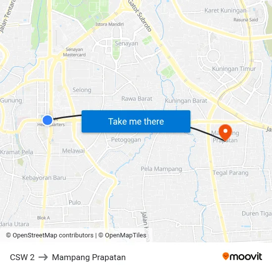 CSW 2 to Mampang Prapatan map