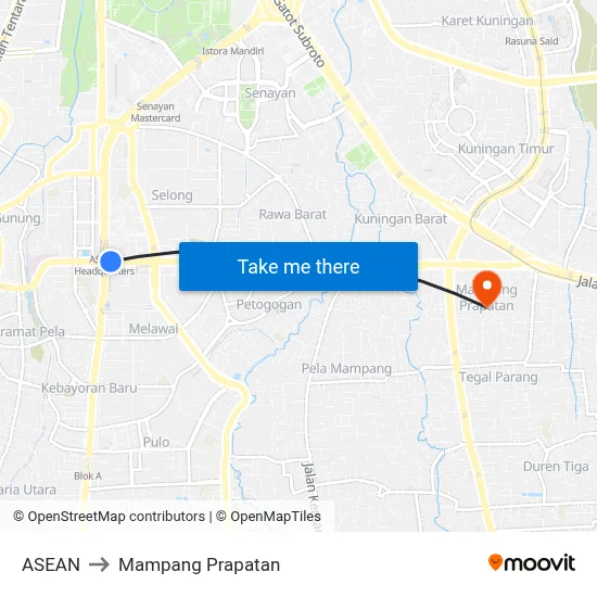 ASEAN to Mampang Prapatan map