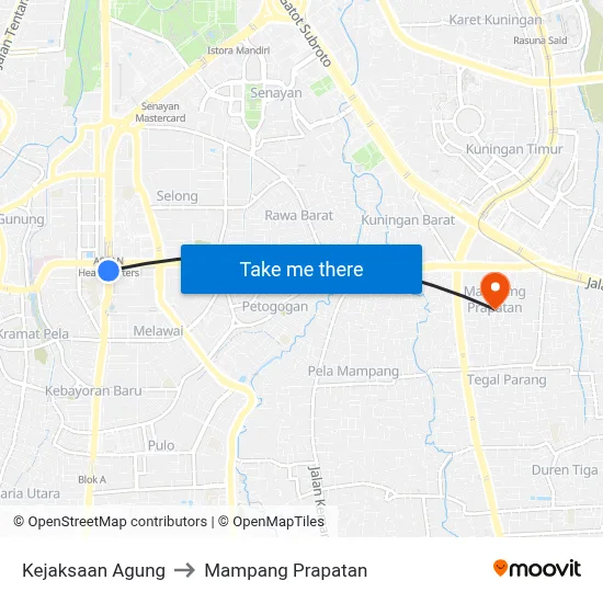 Kejaksaan Agung to Mampang Prapatan map