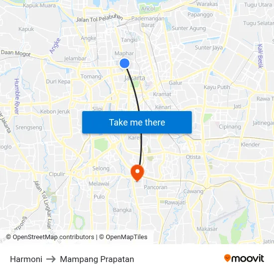 Harmoni to Mampang Prapatan map