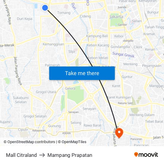 Mall Citraland to Mampang Prapatan map