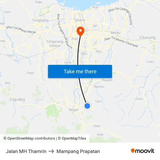 Jalan MH Thamrin to Mampang Prapatan map