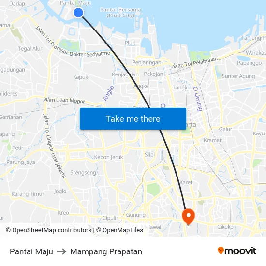 Pantai Maju to Mampang Prapatan map