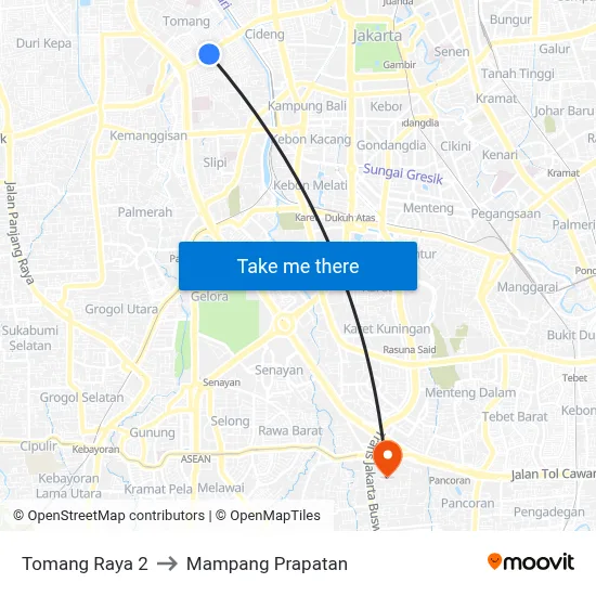 Tomang Raya 2 to Mampang Prapatan map