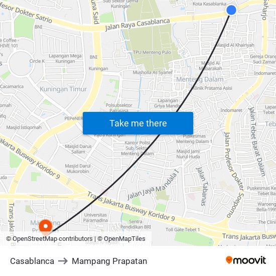 Casablanca to Mampang Prapatan map