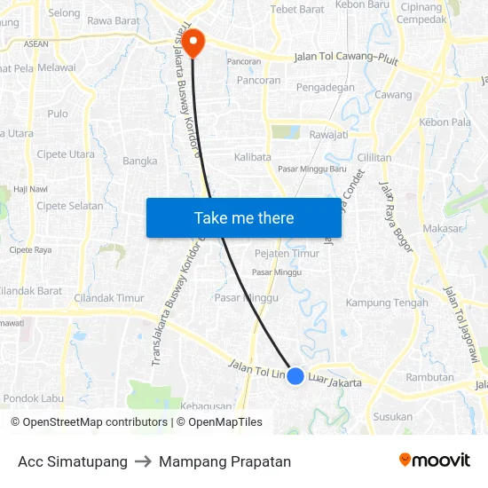 Acc Simatupang to Mampang Prapatan map
