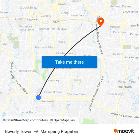 Beverly Tower to Mampang Prapatan map