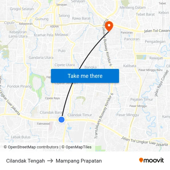 Cilandak Tengah to Mampang Prapatan map