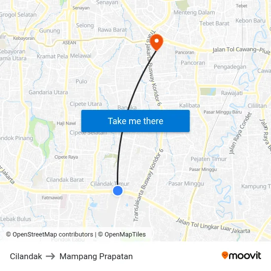 Cilandak to Mampang Prapatan map
