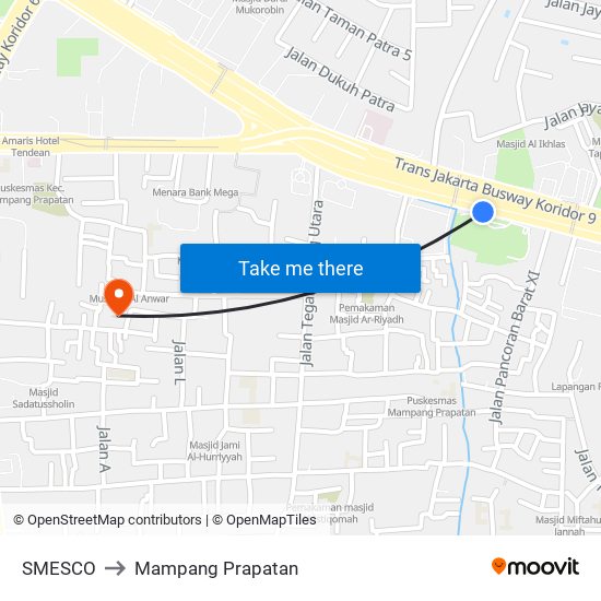 SMESCO to Mampang Prapatan map