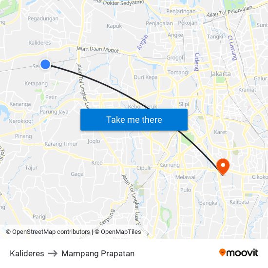 Kalideres to Mampang Prapatan map