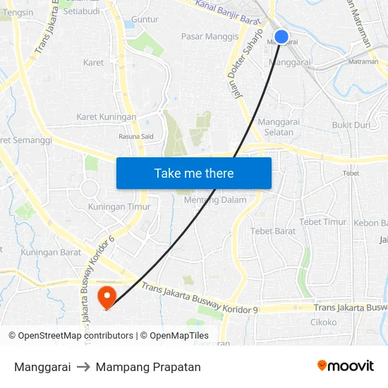 Manggarai to Mampang Prapatan map