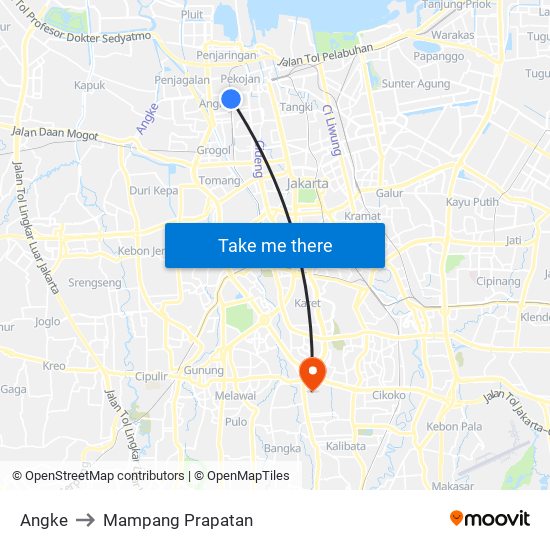 Angke to Mampang Prapatan map