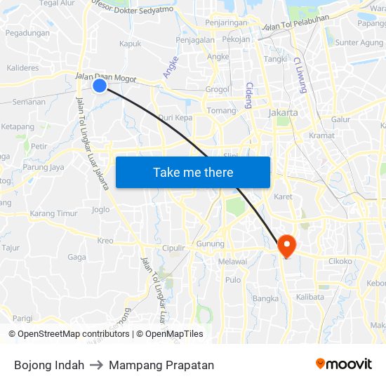 Bojong Indah to Mampang Prapatan map