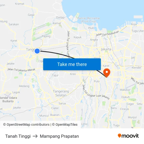 Tanah Tinggi to Mampang Prapatan map