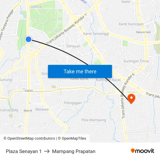 Plaza Senayan 1 to Mampang Prapatan map