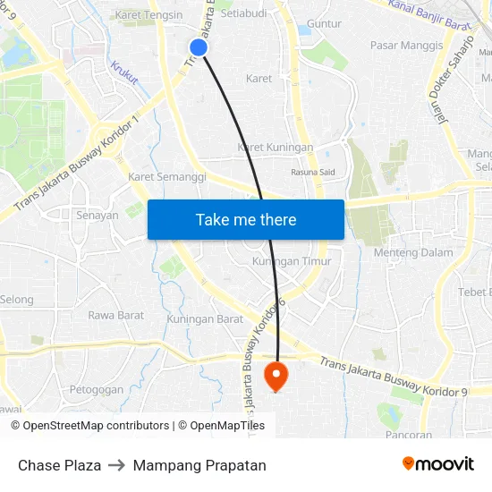 Chase Plaza to Mampang Prapatan map