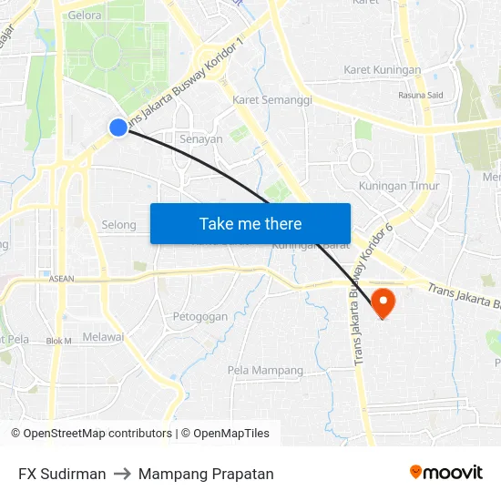 FX Sudirman to Mampang Prapatan map