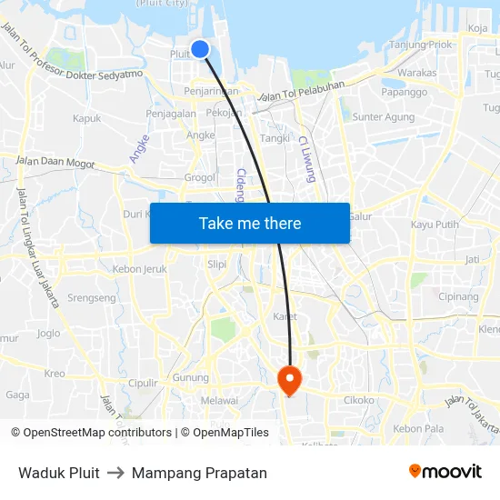 Waduk Pluit to Mampang Prapatan map