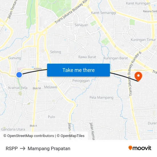 RSPP to Mampang Prapatan map