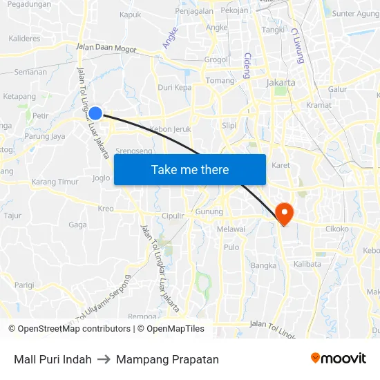 Mall Puri Indah to Mampang Prapatan map