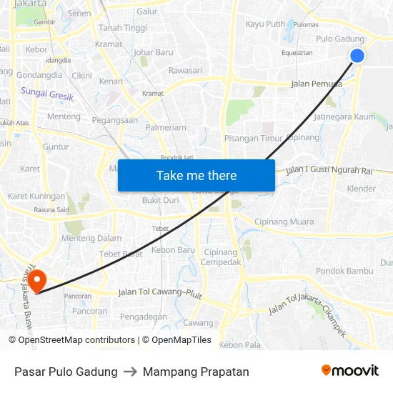 Pasar Pulo Gadung to Mampang Prapatan map