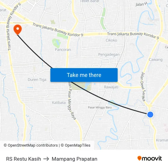 RS Restu Kasih to Mampang Prapatan map