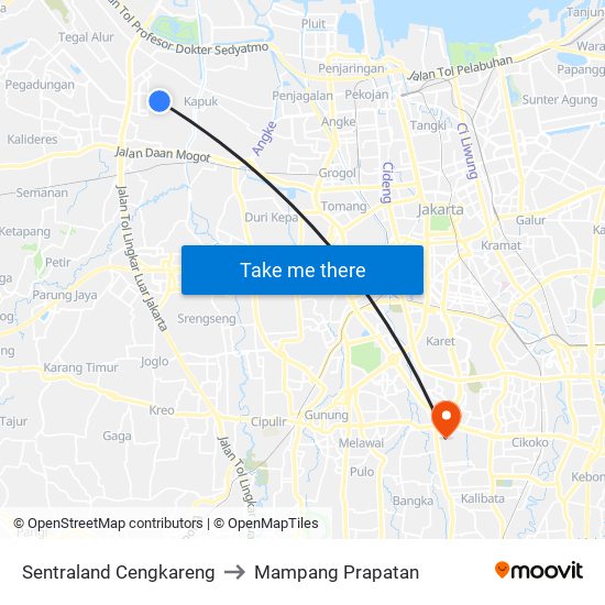 Sentraland Cengkareng to Mampang Prapatan map