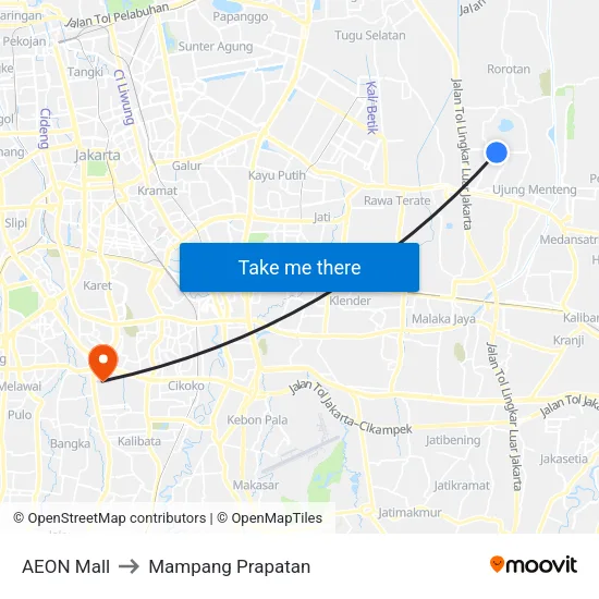 AEON Mall to Mampang Prapatan map