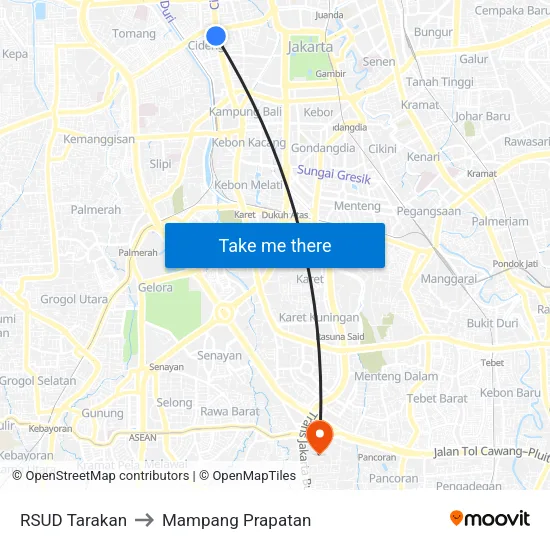 RSUD Tarakan to Mampang Prapatan map