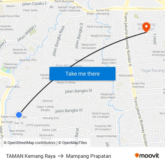 TAMAN Kemang Raya to Mampang Prapatan map