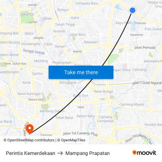 Perintis Kemerdekaan to Mampang Prapatan map