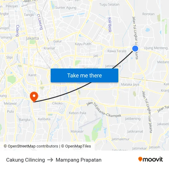 Cakung Cilincing to Mampang Prapatan map