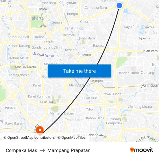 Cempaka Mas to Mampang Prapatan map