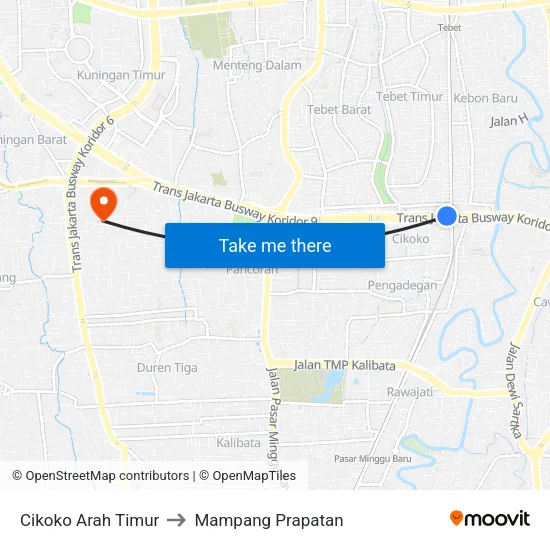 Cikoko Arah Timur to Mampang Prapatan map