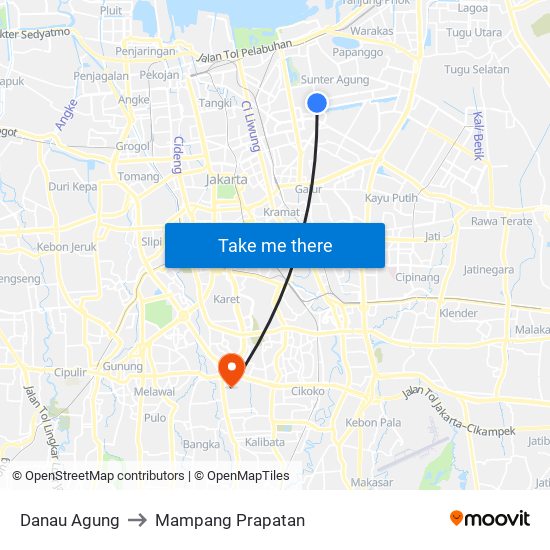 Danau Agung to Mampang Prapatan map