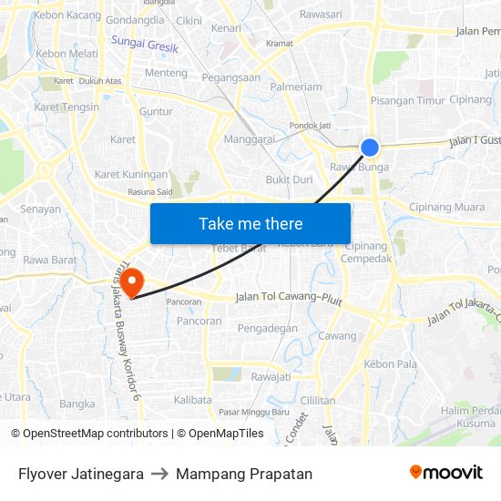 Flyover Jatinegara to Mampang Prapatan map