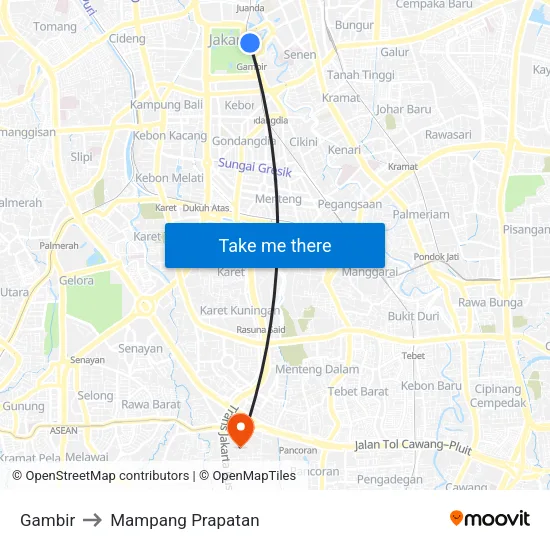 Gambir to Mampang Prapatan map