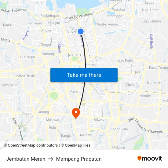 Jembatan Merah to Mampang Prapatan map