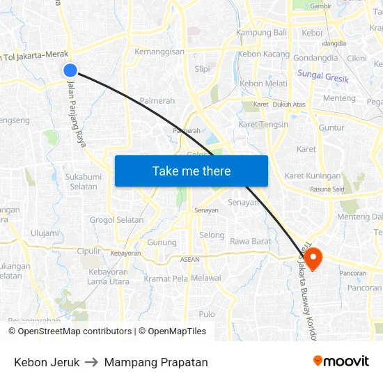 Kebon Jeruk to Mampang Prapatan map