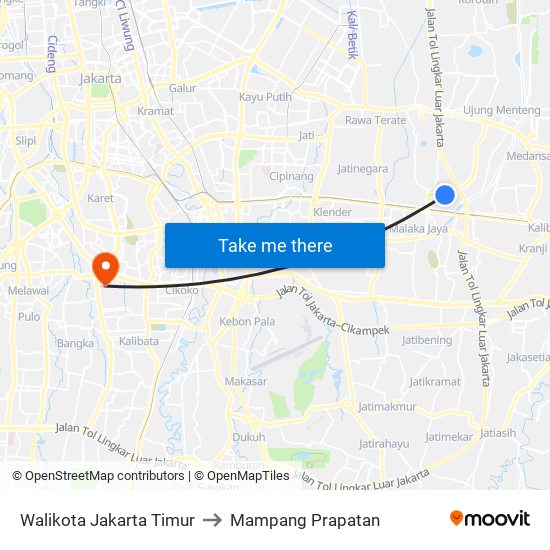 Walikota Jakarta Timur to Mampang Prapatan map