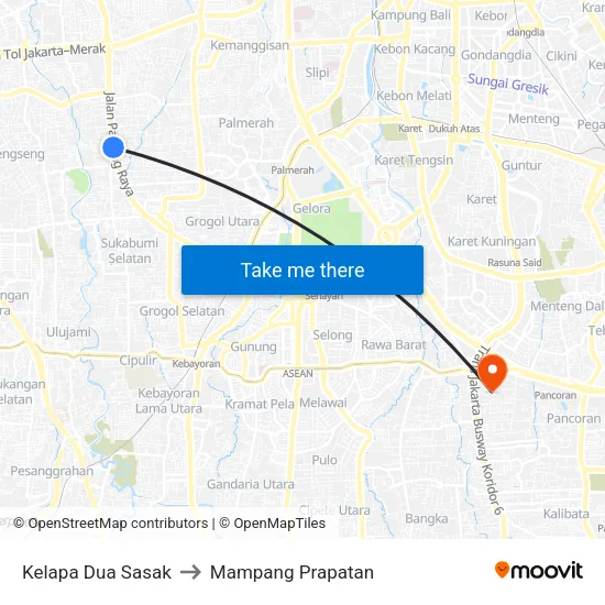 Kelapa Dua Sasak to Mampang Prapatan map