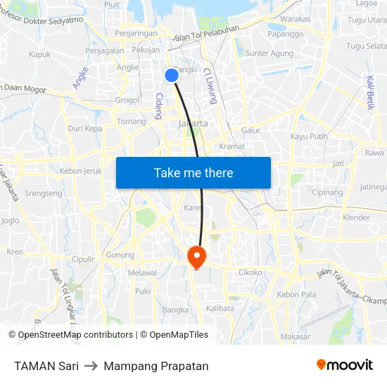 TAMAN Sari to Mampang Prapatan map
