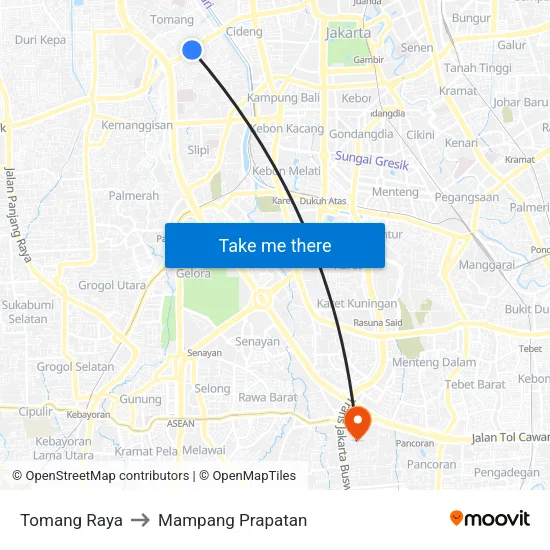 Tomang Raya to Mampang Prapatan map