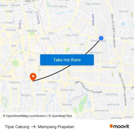 Tipar Cakung to Mampang Prapatan map