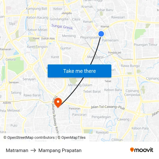 Matraman to Mampang Prapatan map