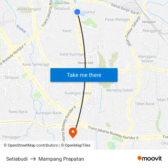 Setiabudi to Mampang Prapatan map