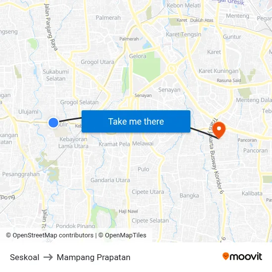 Seskoal to Mampang Prapatan map