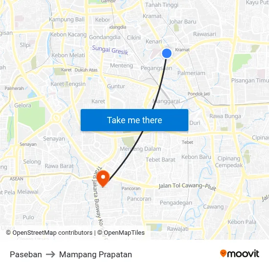Paseban to Mampang Prapatan map