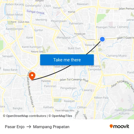 Pasar Enjo to Mampang Prapatan map